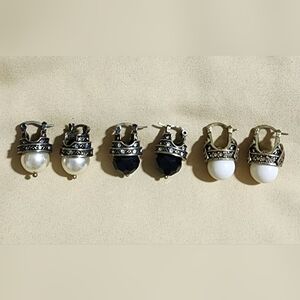 Set of 3 pair Heidi Daus huggie earrings